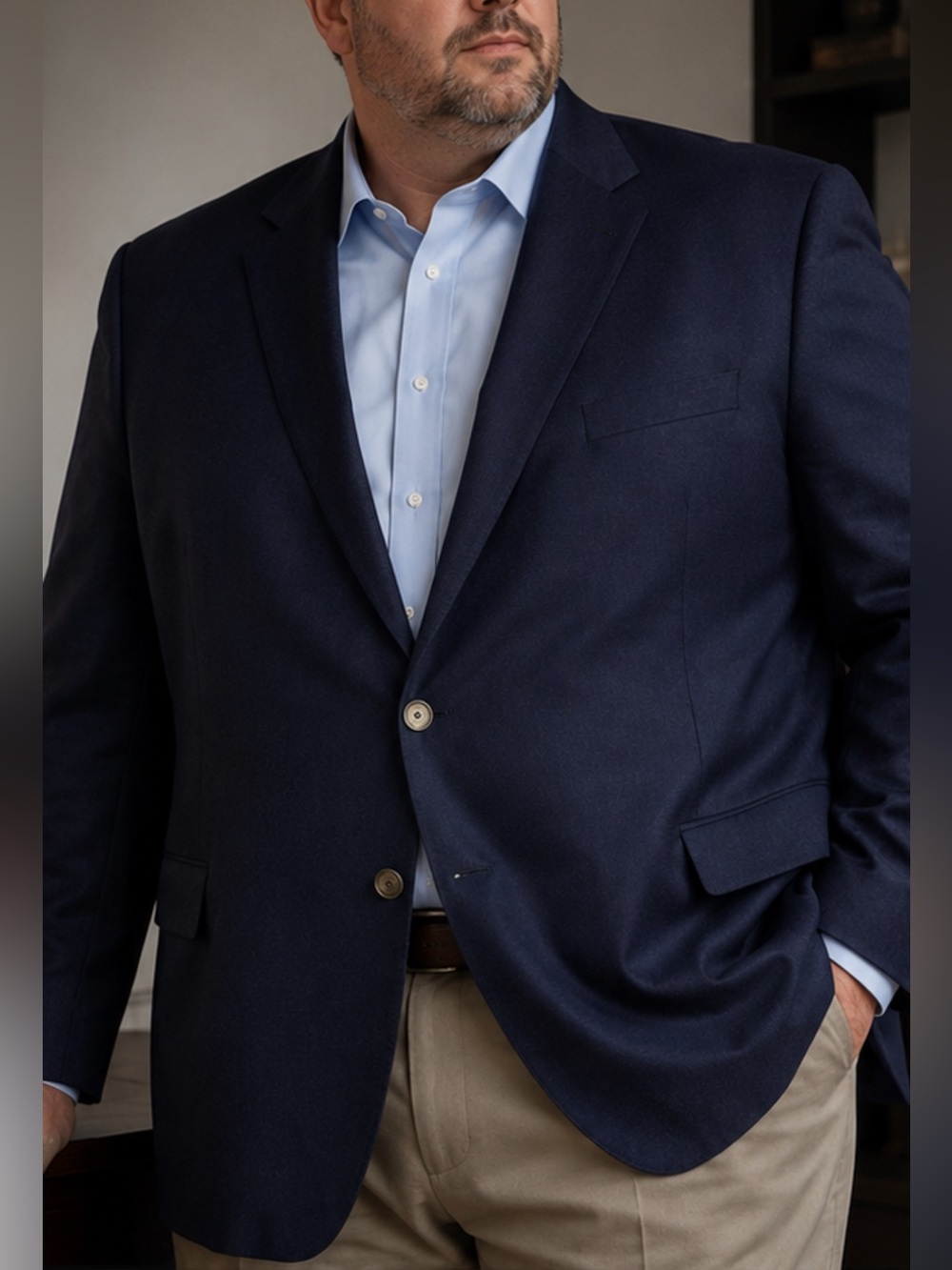 Indochino Luxury 56R Wool Cashmere Navy Sport Coat Blazer Paisley Lining